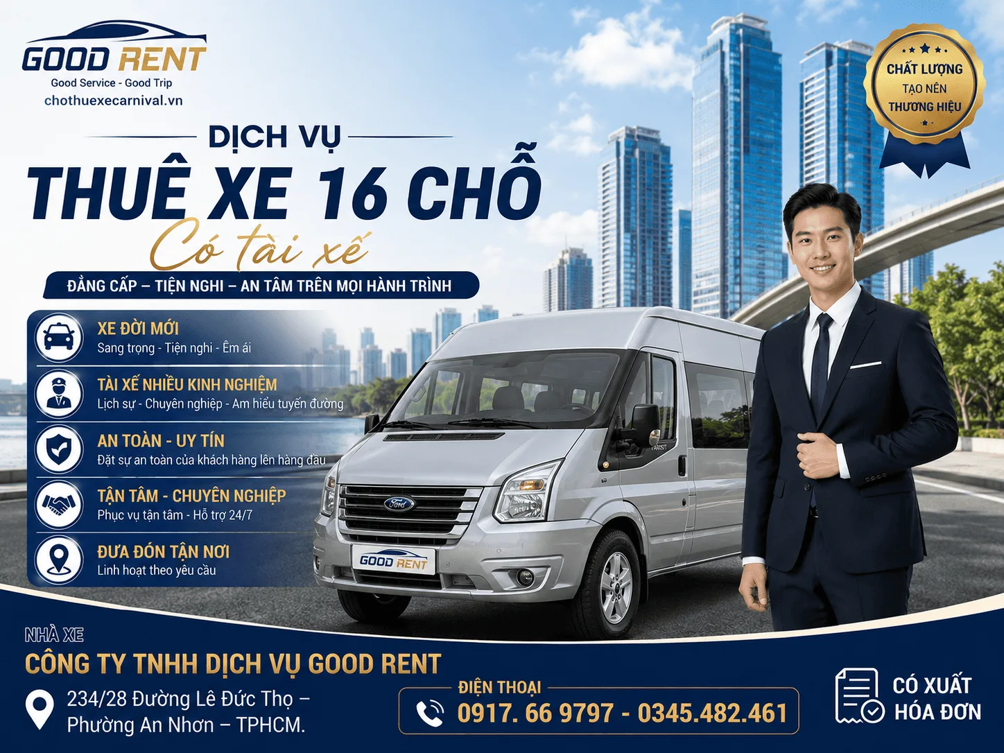 dịch vụ cho thuê xe 16 chỗ có tài xế