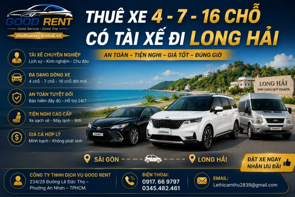 thuê xe 4 7 16 chỗ có tài xế đi Long Hải